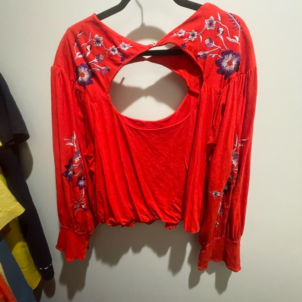 Free People red bell sleeve shirt - Picture 5 of 5